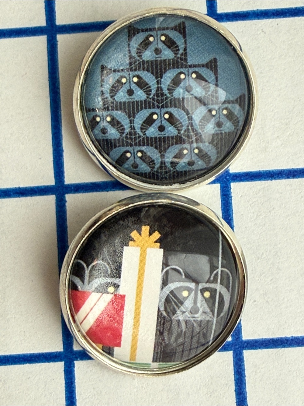 Charley Harper Raccoon Art Sewing Buttons Pair Raccpack Large Shank Buttons, 1"